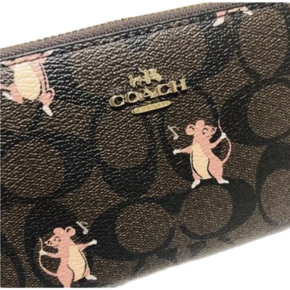 COACH ACCORDION ZIP WALLET IN SIGNATURE CANVAS PARTY MOUSE PRINT - Picture 2 of 8